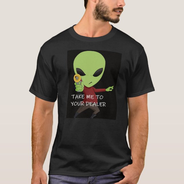 Alien with ray gun  T-Shirt (Front)