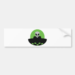 alien with ufo icon bumper sticker