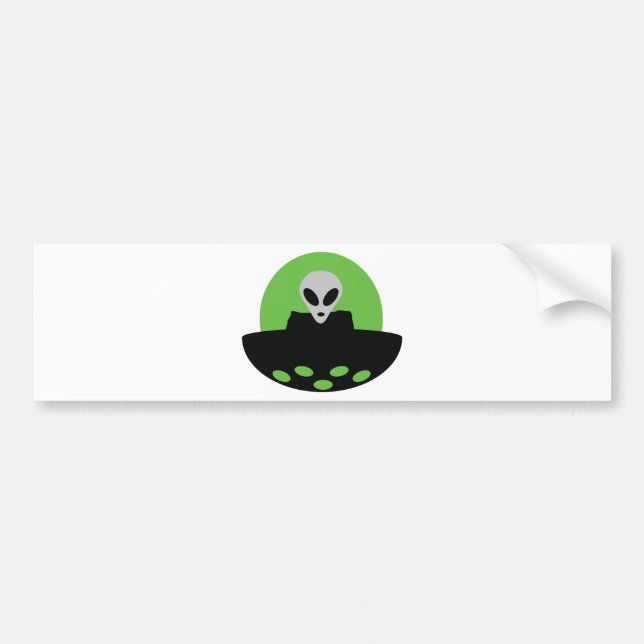 alien with ufo icon bumper sticker (Front)