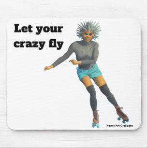 Alien Woman Roller Skating Fantasy Art Mouse Pad