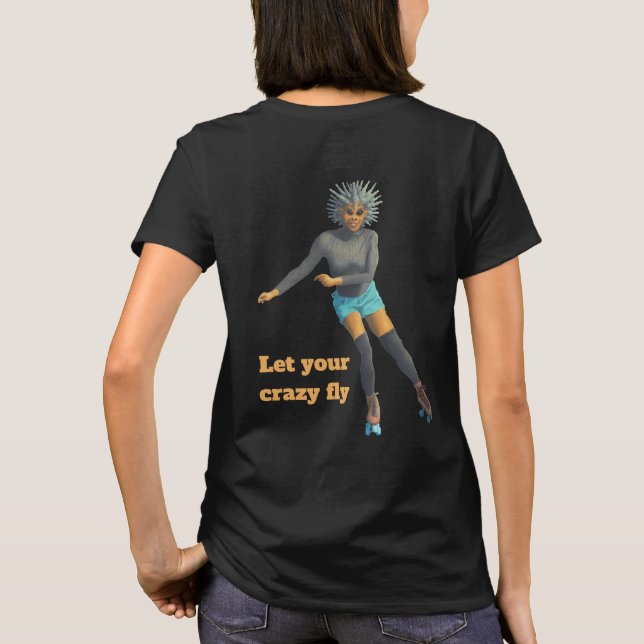 Alien Woman Roller Skating Fantasy Art Shirt (Back)
