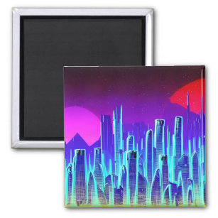 Alien World   Double Sunset   Futuristic City Magnet