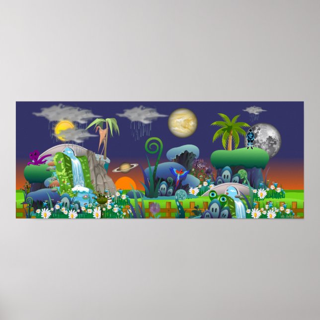 "Alien World Sunsets," Sci-Fi Decor Poster (Front)