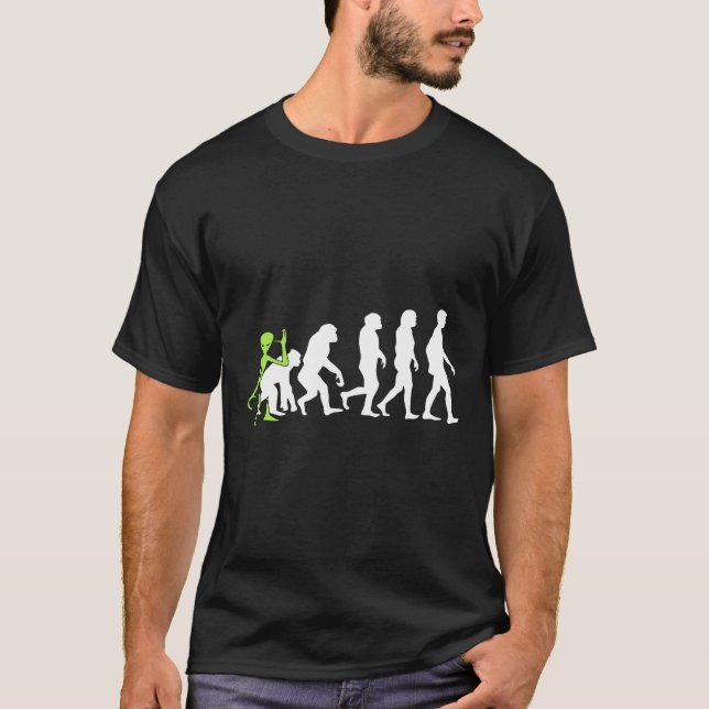 ALIENATIONS Human Evolution Alien Graphic T-Shirt (Front)