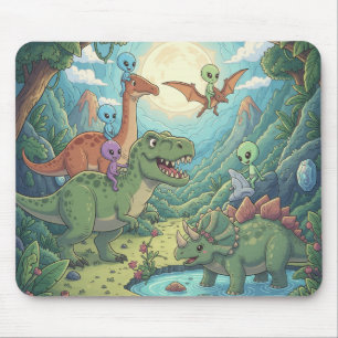 Aliens and Dinosaurs Adventure Mouse Pad