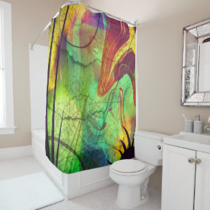 Aliens and Opals Abstract Shower Curtain