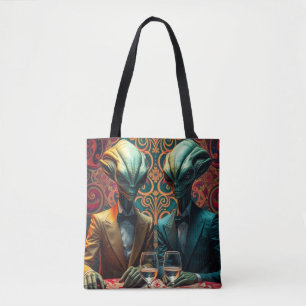 Aliens at the club tote bag