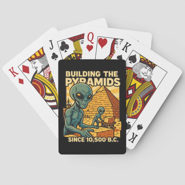 Aliens Building Pyramids Pyramid Construction Crew Playing Cards (Back)