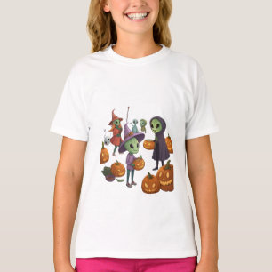 Aliens Celebrate Halloween on Earth – Cosmic Costu T-Shirt