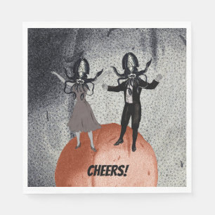 Aliens dance celebration napkin