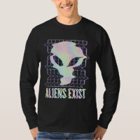 Aliens Exist Indie Aesthetic Glitch Alien UFO Retr
