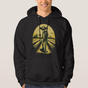Aliens Farmer UFO Extraterrestrial Farming Hoodie