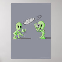 Aliens Frisbee UFO Hoax Poster
