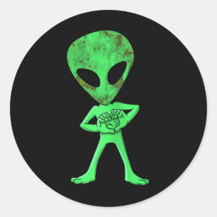 Aliens Funny Dance Challenge Boys Kids Halloween C Classic Round Sticker