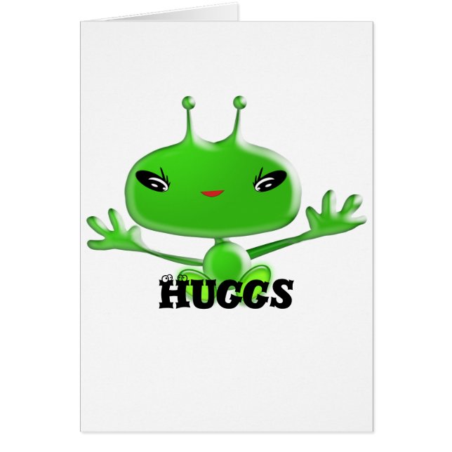Aliens Hugs Thinking of You Cute Note Cards (Front)