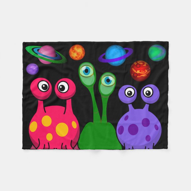 Aliens In Outer Space Fleece Blanket (Front (Horizontal))