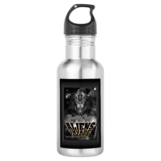 Aliens Invade 4 Beer Galaxy Attack 532 Ml Water Bottle (Front)