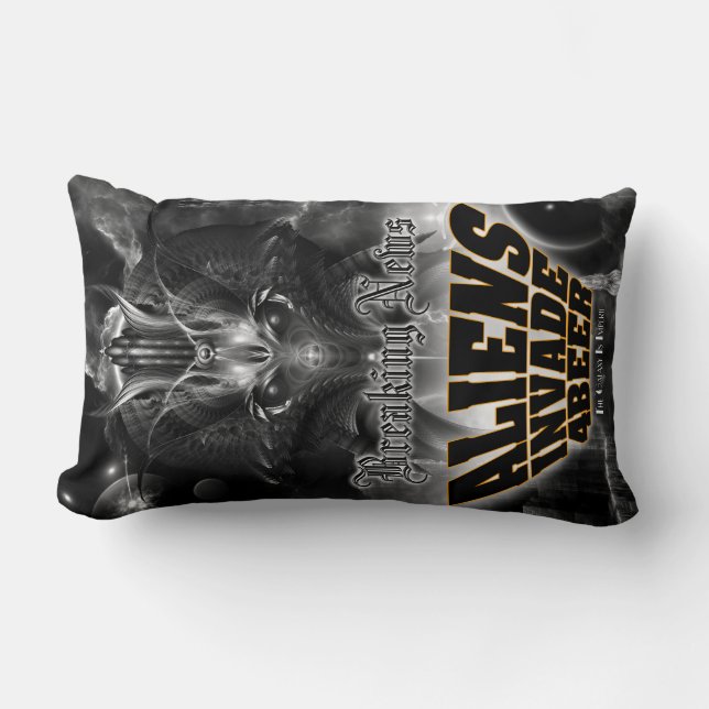 Aliens Invade 4 Beer Galaxy Attack Lumbar Cushion (Front)