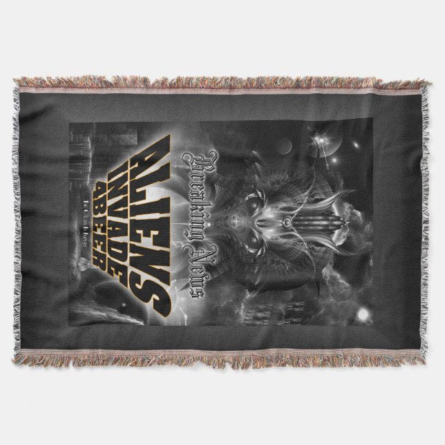 Aliens Invade 4 Beer Galaxy Attack Throw Blanket (Front)
