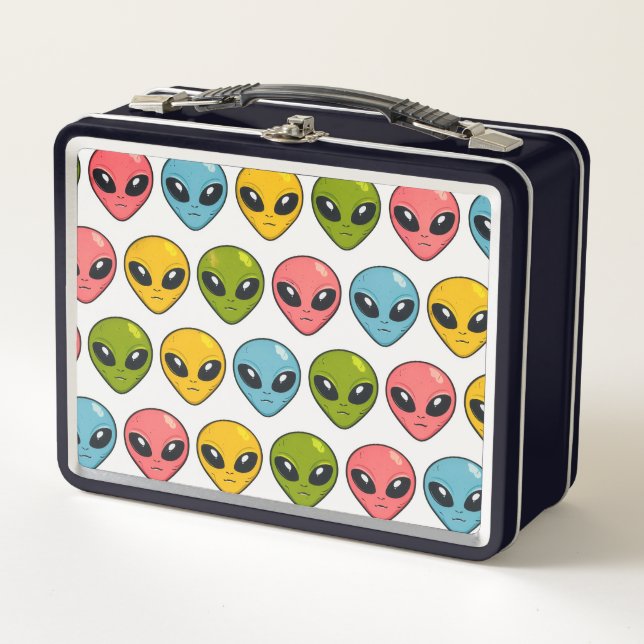 Aliens Pattern Metal Lunchbox (Front)