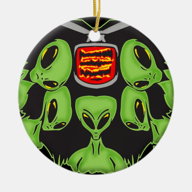 Aliens Probing Your Body Ceramic Tree Decoration (Front)