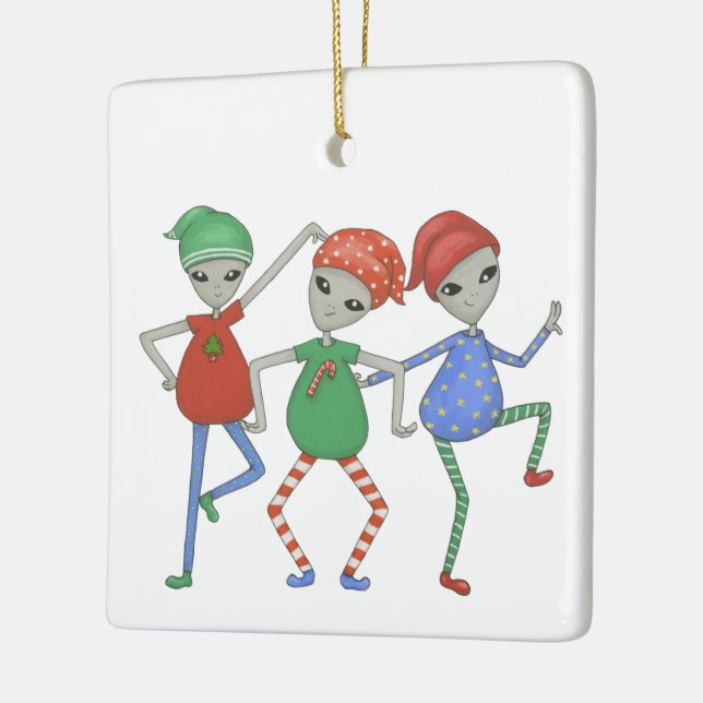 Aliens rock for Christmas #2  Ceramic Ornament (Left)