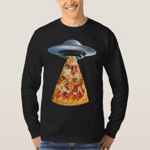 Aliens take pizza away in a flying saucer or UFO T-Shirt