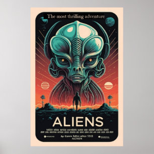 Aliens thrilling vintage poster
