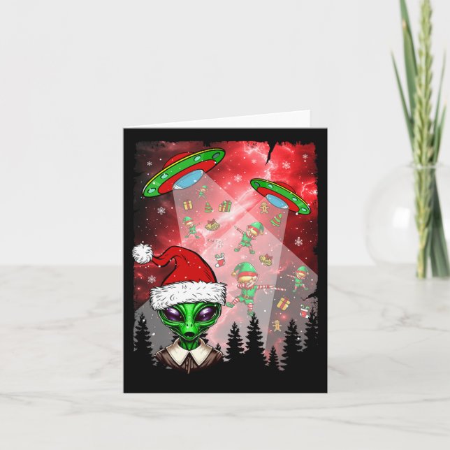 Aliens Unidentified Flying Object Christmas Elf Lo Card (Front)
