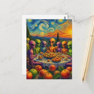 Aliens With Peaches by Faux Van Gogh  Postcard