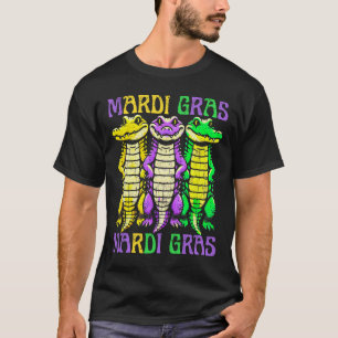 Aligator Crocodiles Louisiana Mardi Gras Carnival T-Shirt