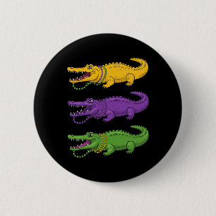Aligator Crocodiles Louisiana Mardi Gras Women Men 6 Cm Round Badge