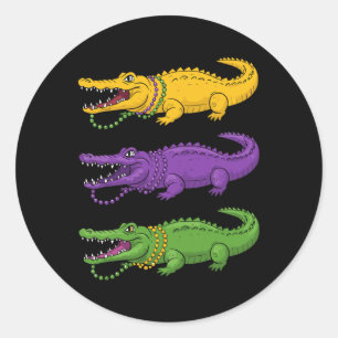 Aligator Crocodiles Louisiana Mardi Gras Women Men Classic Round Sticker
