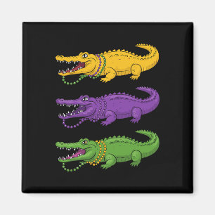 Aligator Crocodiles Louisiana Mardi Gras Women Men Magnet