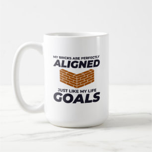 Aligned Bricks, Aligned Goals: Humourous Bricklaye Coffee Mug