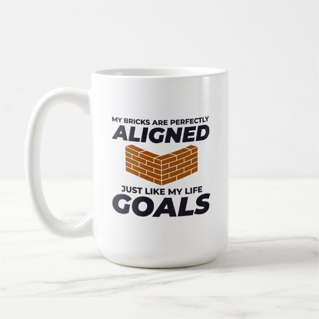 Aligned Bricks, Aligned Goals: Humourous Bricklaye Coffee Mug (Left)