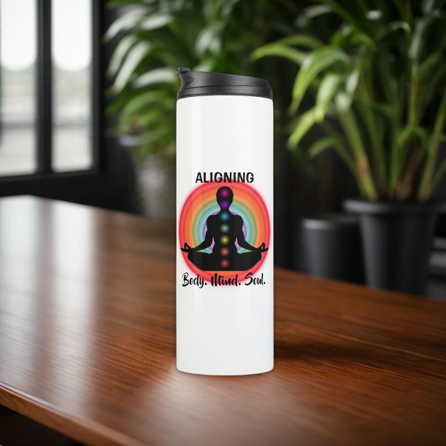 "Aligning Body Mind Soul" Chakra Meditation & Yoga Thermal Tumbler (Creator Uploaded)