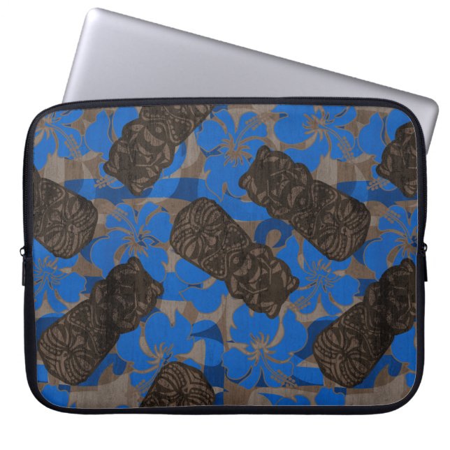 Ali'i Refuge Hawaiian Hibiscus Tiki Laptop Sleeve (Front)