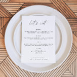 ALINA Elegant Minimalist Wedding Let's Eat Menu<br><div class="desc">This menu features a modern minimalist design and an elegant handwritten font. Use this template to edit the fonts, font colour, and background colour to match your event needs. This menu makes the perfect addition to your simple, minimalist, elegant or modern baby shower, bridal shower, wedding, retirement or any other...</div>