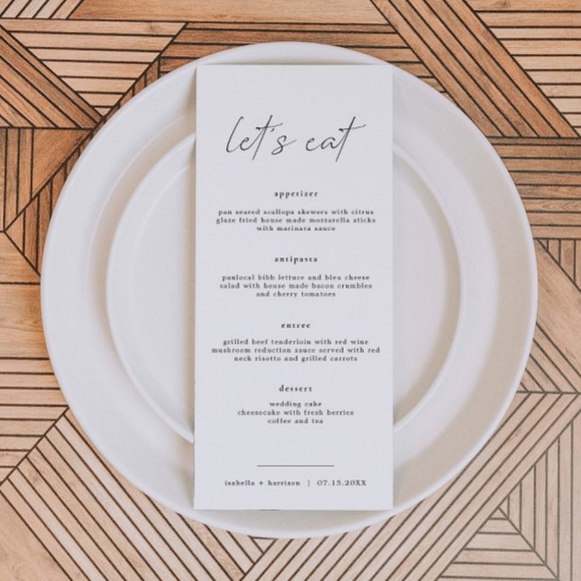 ALINA Minimalist Elegant Long Let's Eat Menu Card (Creator Uploaded)