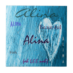 Alina Name Irish Meaning with Baby Blue Heart Tile
