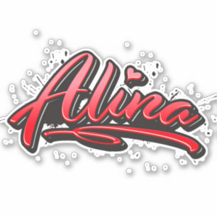 Alina red Heart Graffiti Sticker