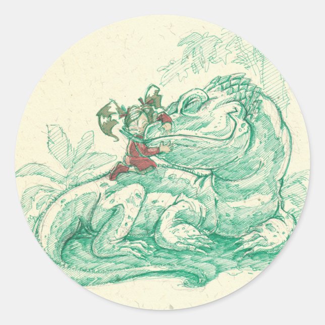 ali's dragon classic round sticker (Front)