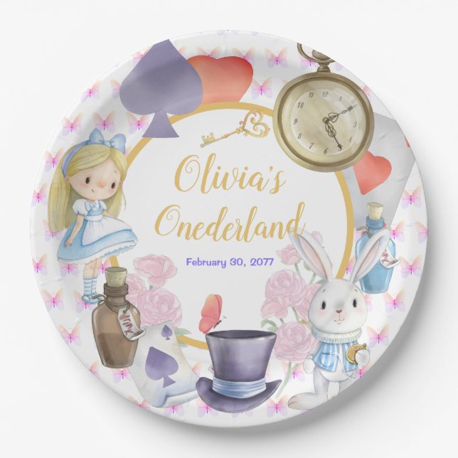 Alisa in Onederland Paper Plate (Front)