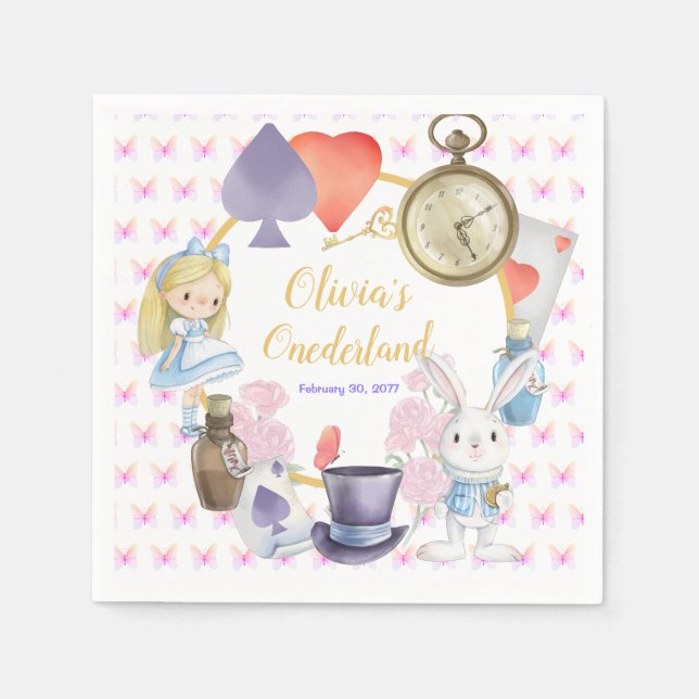 Alisa in Onederland Paper Plates Napkin (Front)