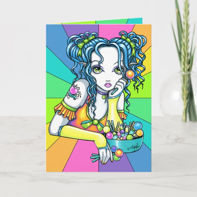 "Alisha" Candy Rainbow Fae Greeting Card (Front)