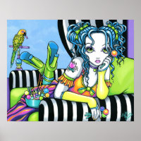 "Alisha" Candy Rainbow Parrot Fae Art Poster