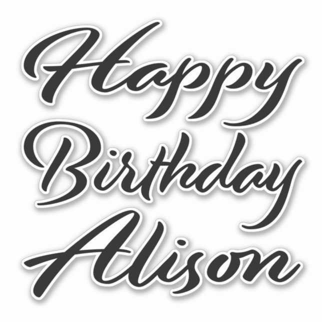 Alison name first name black Sticker birthday (Front)