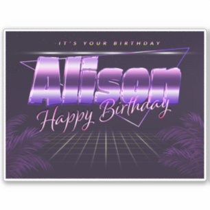 Alison Name Vorname lila retro Sticker Geburtstag