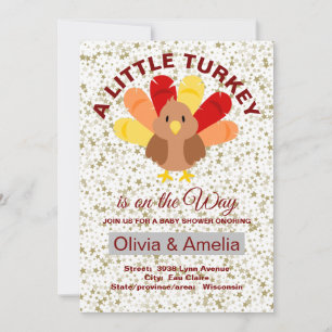 ALittle Turkey On The Way Thanksgiving Baby Shower Invitation